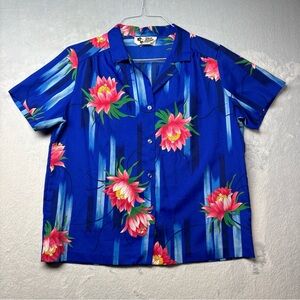 Vintage Hilo Hattie Short Sleeve Button Up Hawaiian Tropic Shirt Women's Size L